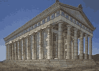 De tempel van Poseidon vroeger