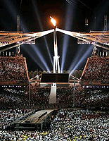 Het Olympisch vuur in het Olympisch stadion