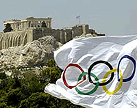 De Olympische vlag in de stad van haar oorsprong