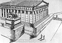 Drawing of the reconstructed Middle Stoa