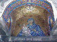 Mosaiek boven de ingang van de Pangia Kapnikarea kerk in Athene