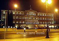 The Greek Parliament at night